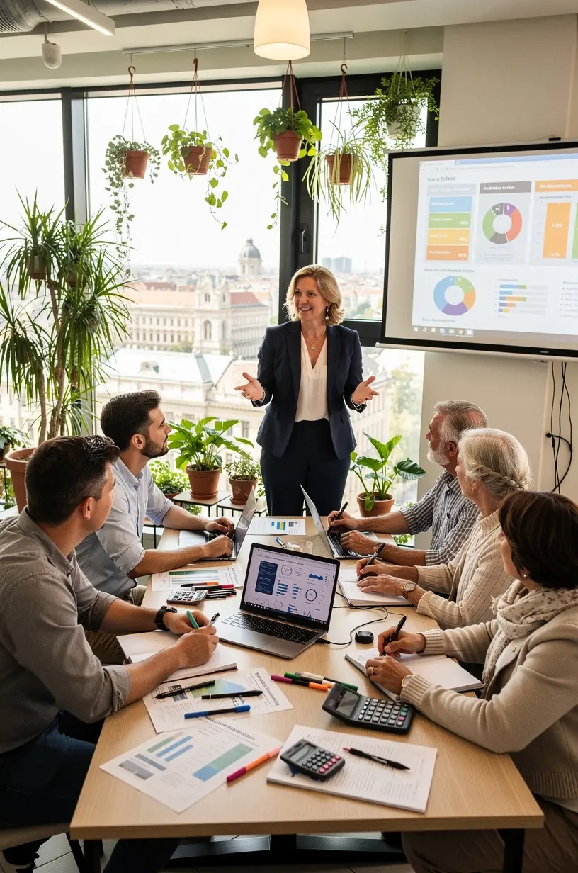 Könyvespolc tele különböző pénzügyi tervezési kézikönyvekkel és útmutatókkal.